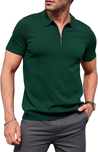 Bottle Green Zipper Polo T-Shirts