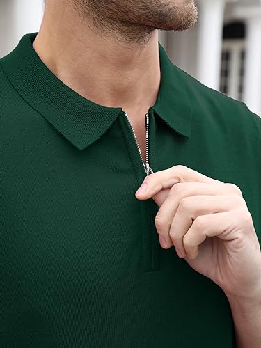 Bottle Green Zipper Polo T-Shirts