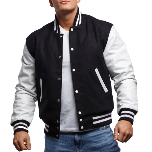 Baseball Jacket Black and White - Premium Baseball Jacket from The Divine Shop - Just Rs.1999! Shop now at The Divine Shop