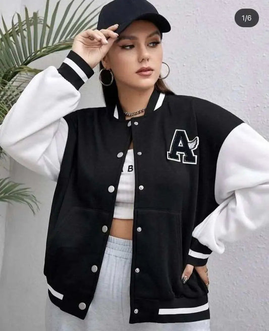 Women's Button Down Baseball Varsity Bomber Jacket (A) Printed - Premium Baseball Jacket from The Divine Shop - Just Rs.1999! Shop now at The Divine Shop