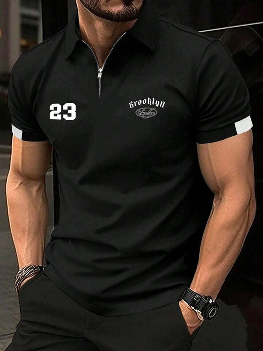 Half Zipper Hoomie Polo Shirt Brooklyn In Black