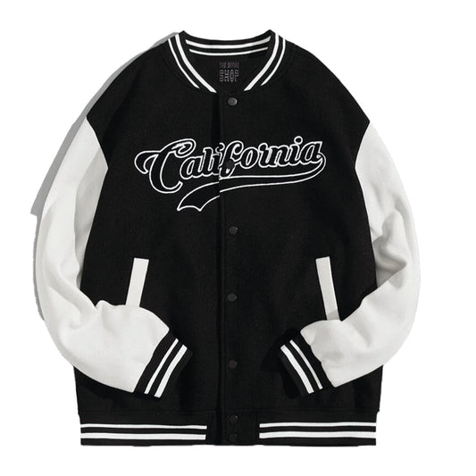 California Printed Baseball Jacket Black and White - Premium Baseball Jacket from The Divine Shop - Just Rs.1999! Shop now at The Divine Shop