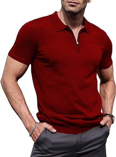 Maroon Zipper Polo T-Shirts