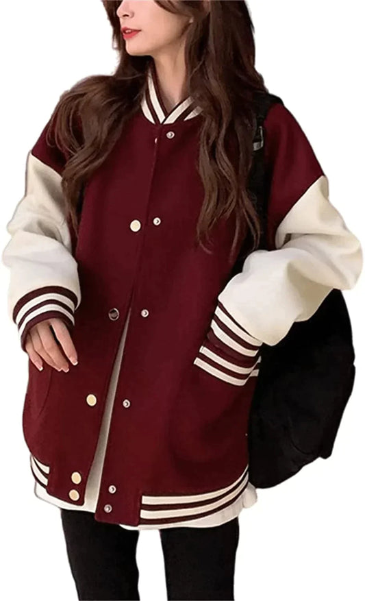 Maroon Baseball Jacket Cozy fleece - Premium Baseball Jacket from The Divine Shop - Just Rs.1999! Shop now at The Divine Shop